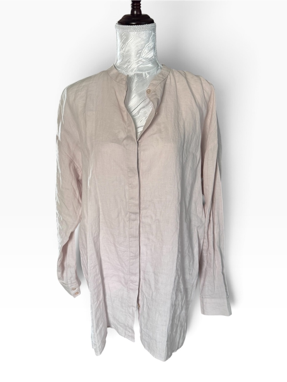 Eileen Fisher Light Pink Women's Long Sleeve Button-Front Top